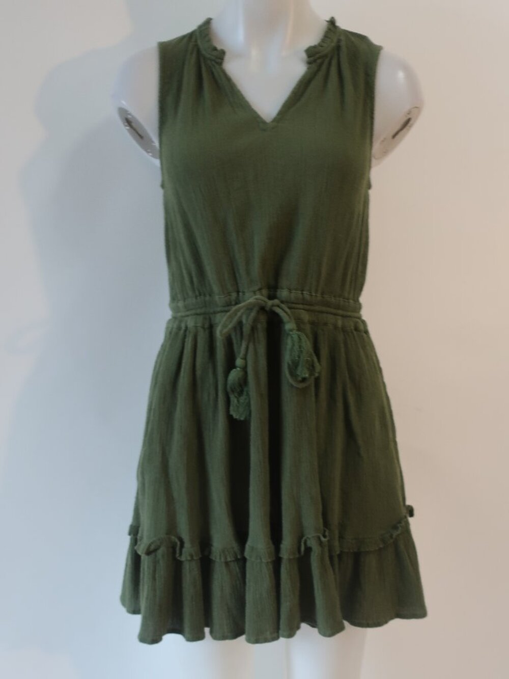 Womens Change of Scenery Beth Green (Item-63) Smock Crinkle Crepe Mini Dress S